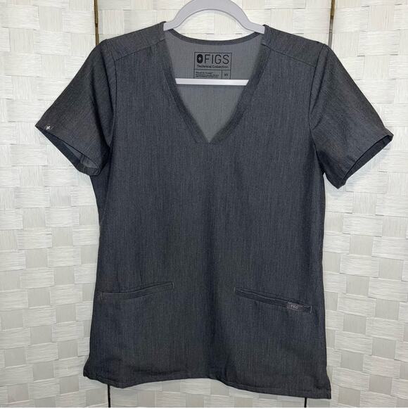 Figs Womens Graphite Gray Three Pocket Casma Scrub Top Size XS Soft Medical - Picture 2 of 8
